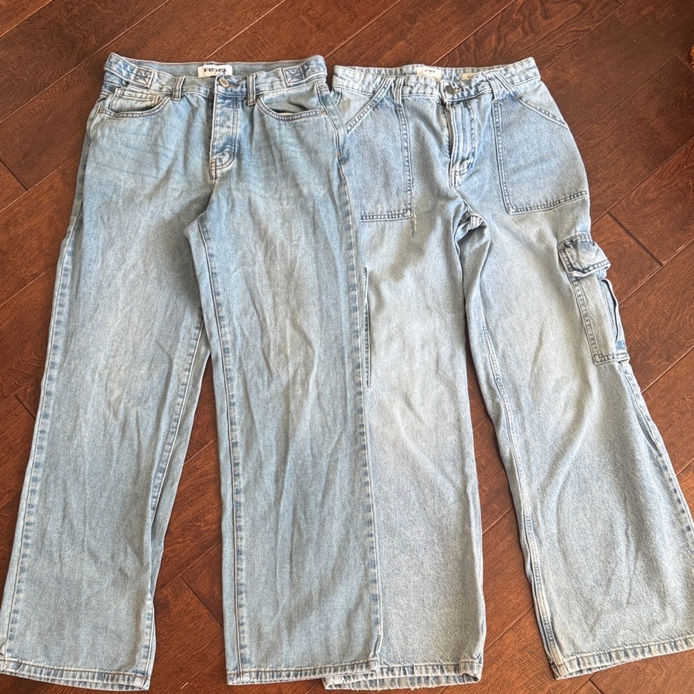 Light Wash Denim Jeans Duo - Straight Leg & Cargo